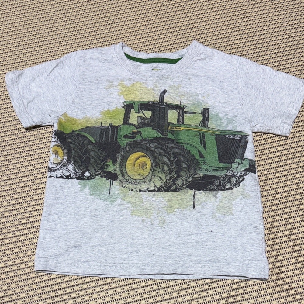 5 John Deere Gray and Green Tractor Tee